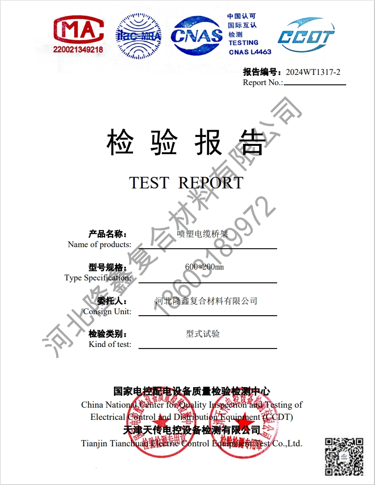 隆鑫噴塑電纜橋架型式報告